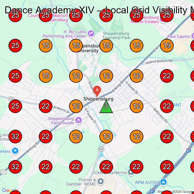 Dance Academy XIV GeoGrid visibility map for Asphalt Contractor in None